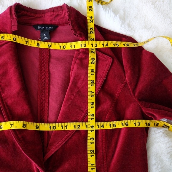 SOLD WHITE HOUSE BLACK MARKET BLAZER VELVET RED - Picture 6 of 8
